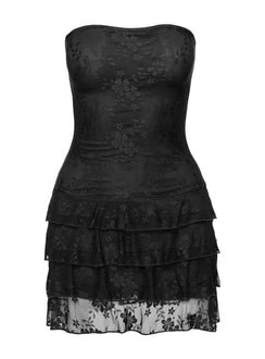 So Gorgeous Strapless Frill Playsuit Black