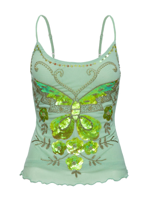 product Princess Polly Start Of Summer Sequin Top Green Sleeveless Scoop Neck 