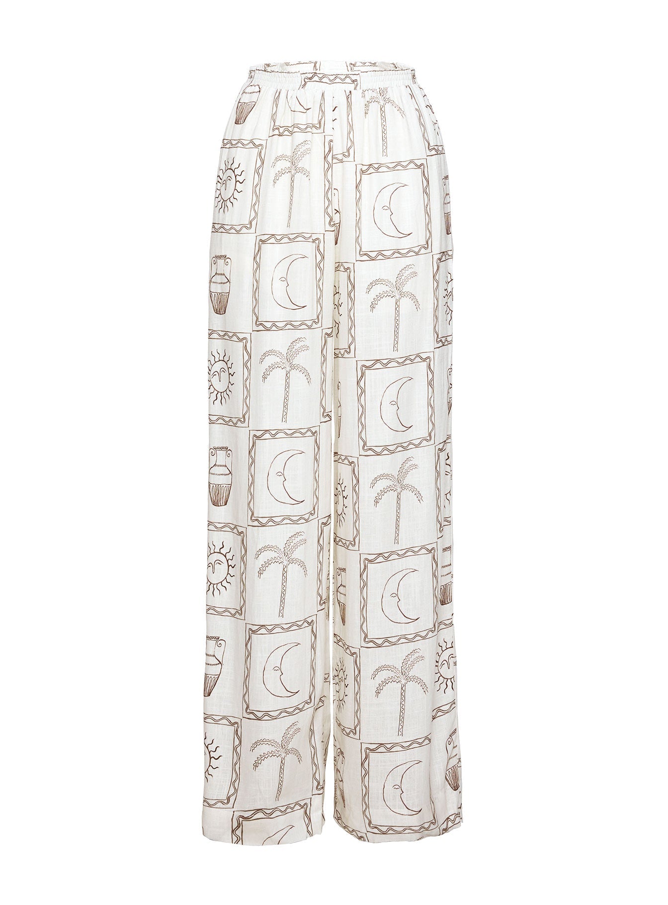 product Princess Polly Sun Dream Pants Cream / Multi High Waisted Pants 