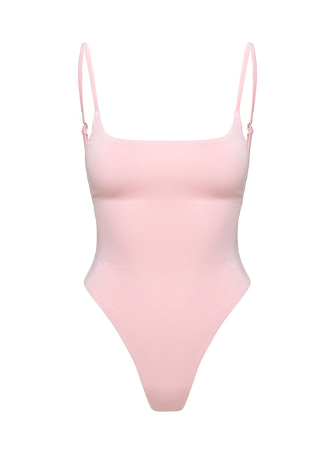 back view of model wearing Princess Polly Sweet Life Bodysuit Pink Sleeveless 