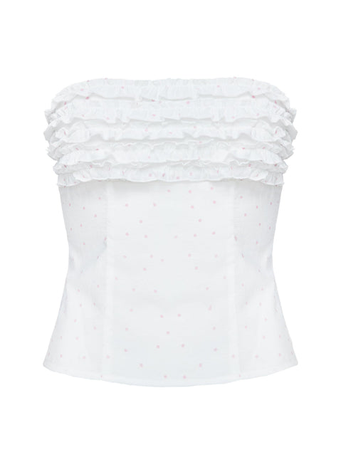 product Princess Polly Swingset Love Strapless Top White / Pink Dot Sleeveless straight 