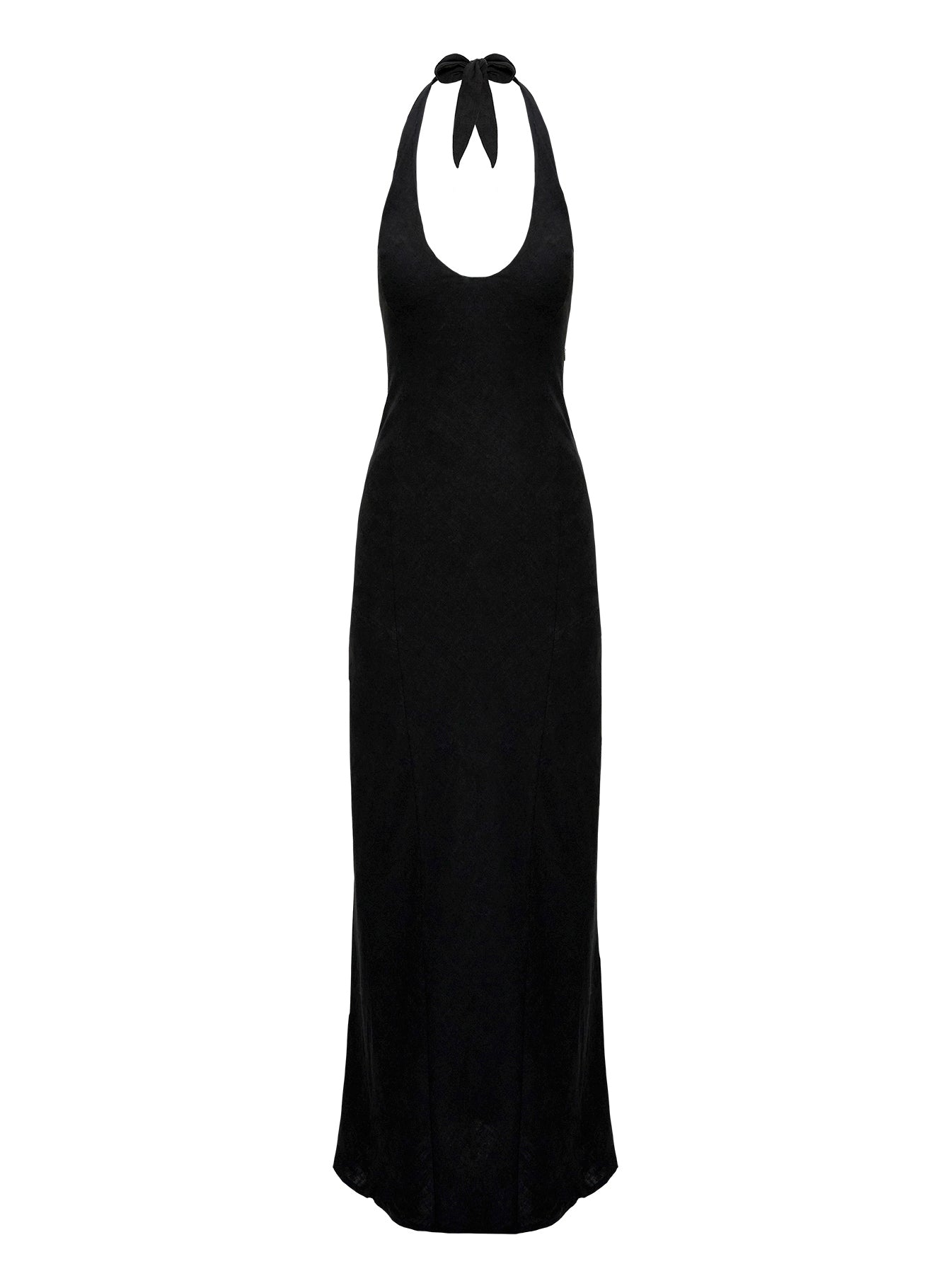 Salone Linen Halter Maxi Dress Black