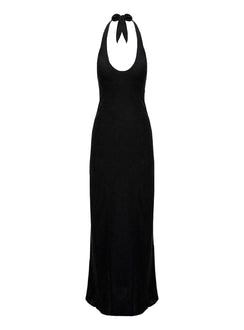 Salone Linen Halter Maxi Dress Black