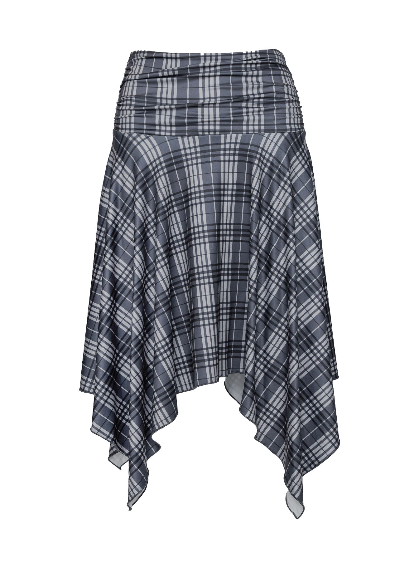 Scholar Asymmetrical Midi Skirt Grey Check