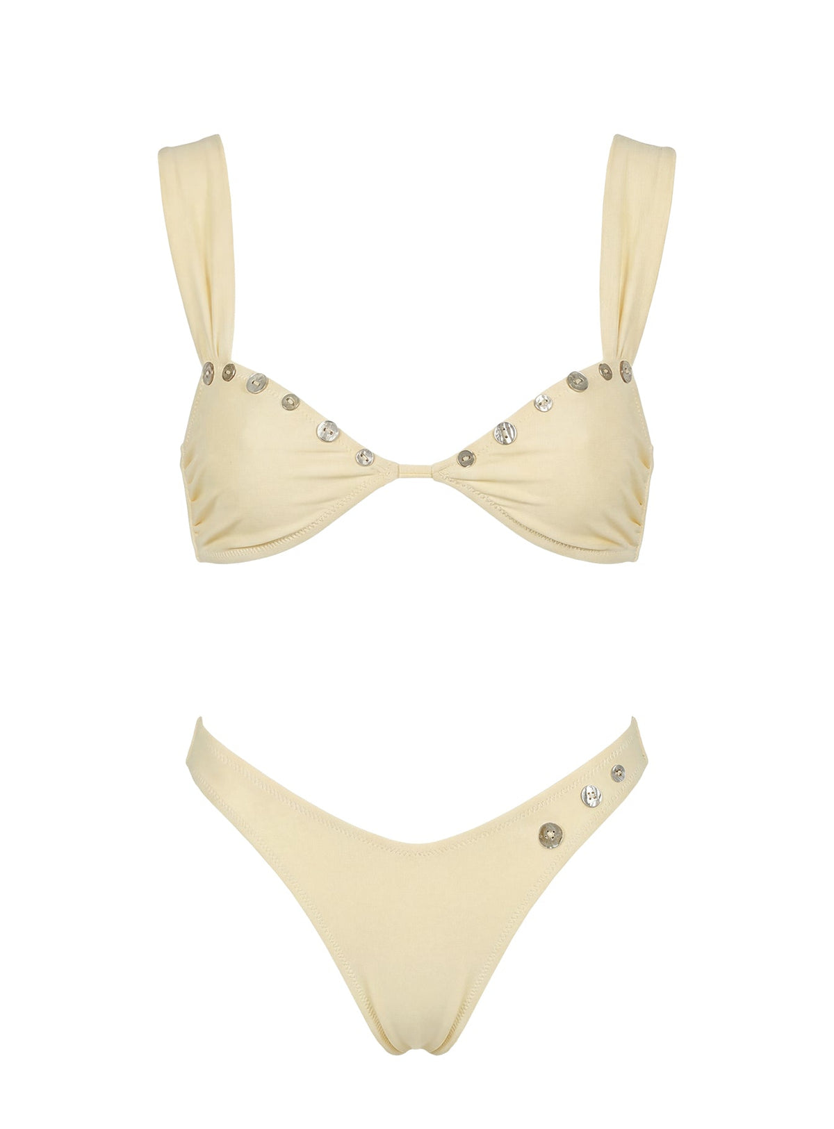 Sunset Club Shell Detail Bikini Top Cream