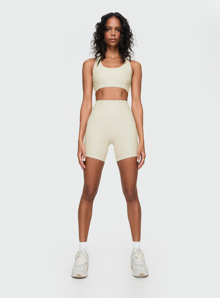 Active Wear Rib Texture Turbo Activewear Rib Top Latte | Princess Polly AU