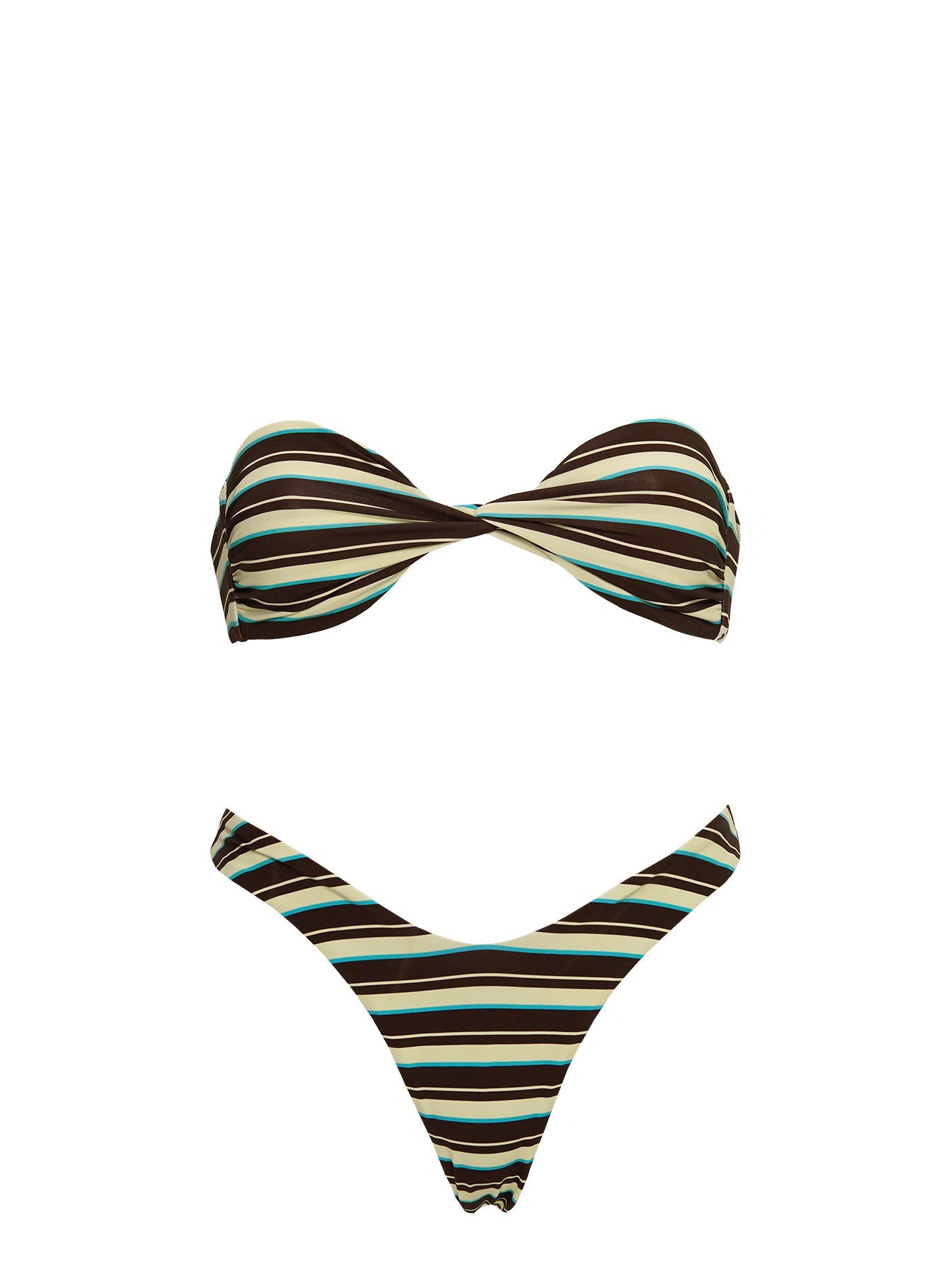 Tamrali Bandeau Bikini Top Brown Stripe