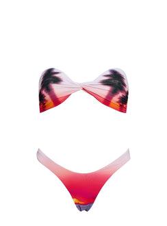 Tamrali Bandeau Bikini Top Sunset Palm