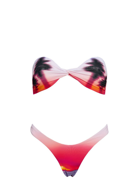 Tamrali Bandeau Bikini Top Sunset Palm