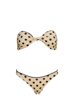 Tamrali Bandeau Bikini Top Yellow Polka Dot