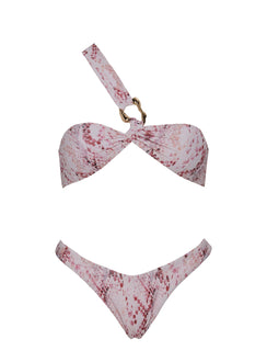 Ellie High Cut Glitter Bikini Bottoms Pink Snake