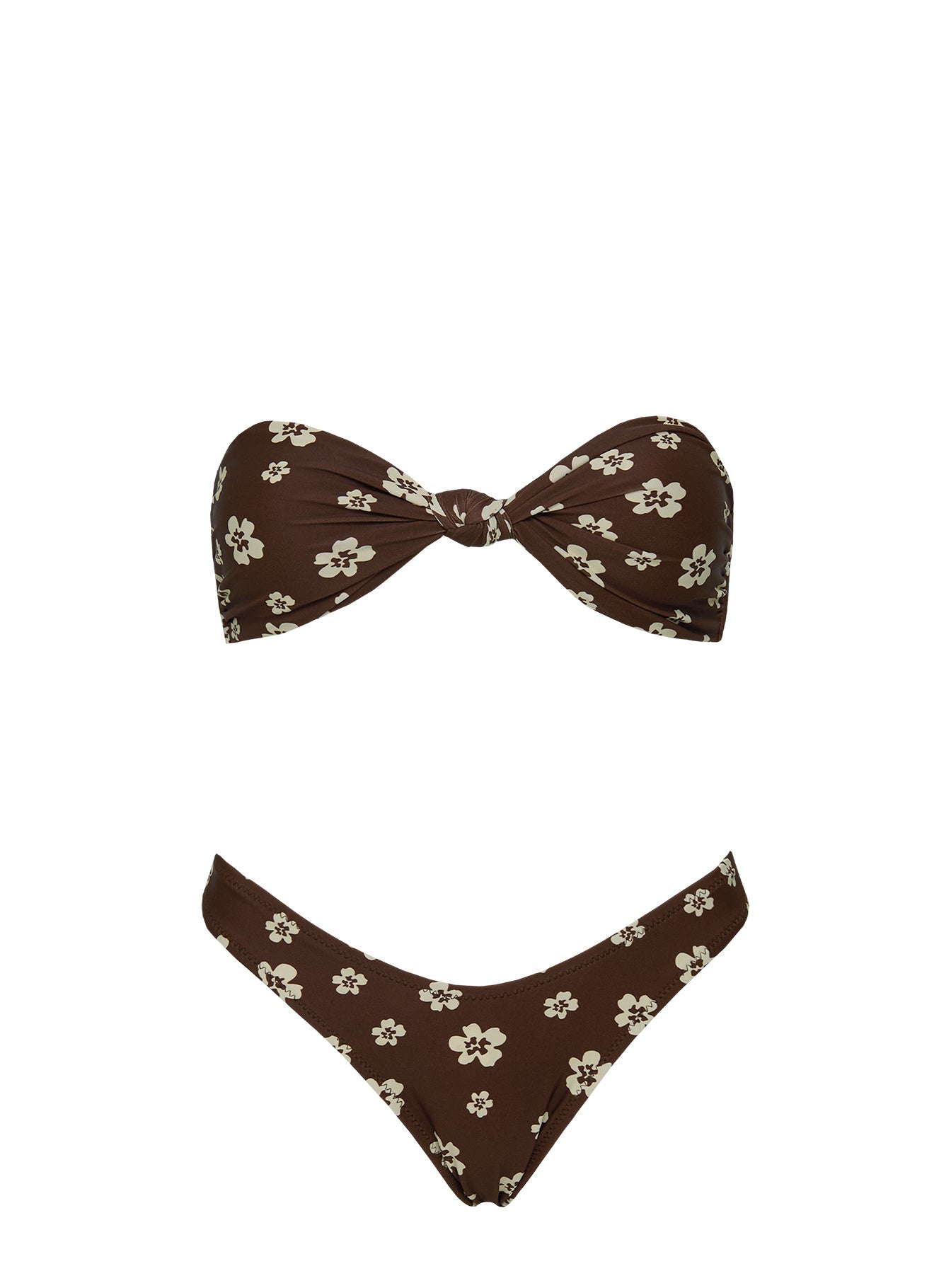Timka Bandeau Bikini Top Brown Floral