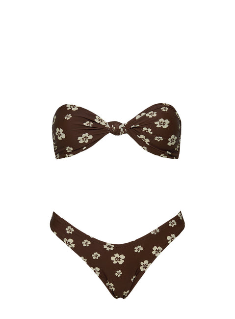 Timka Bandeau Bikini Top Brown Floral