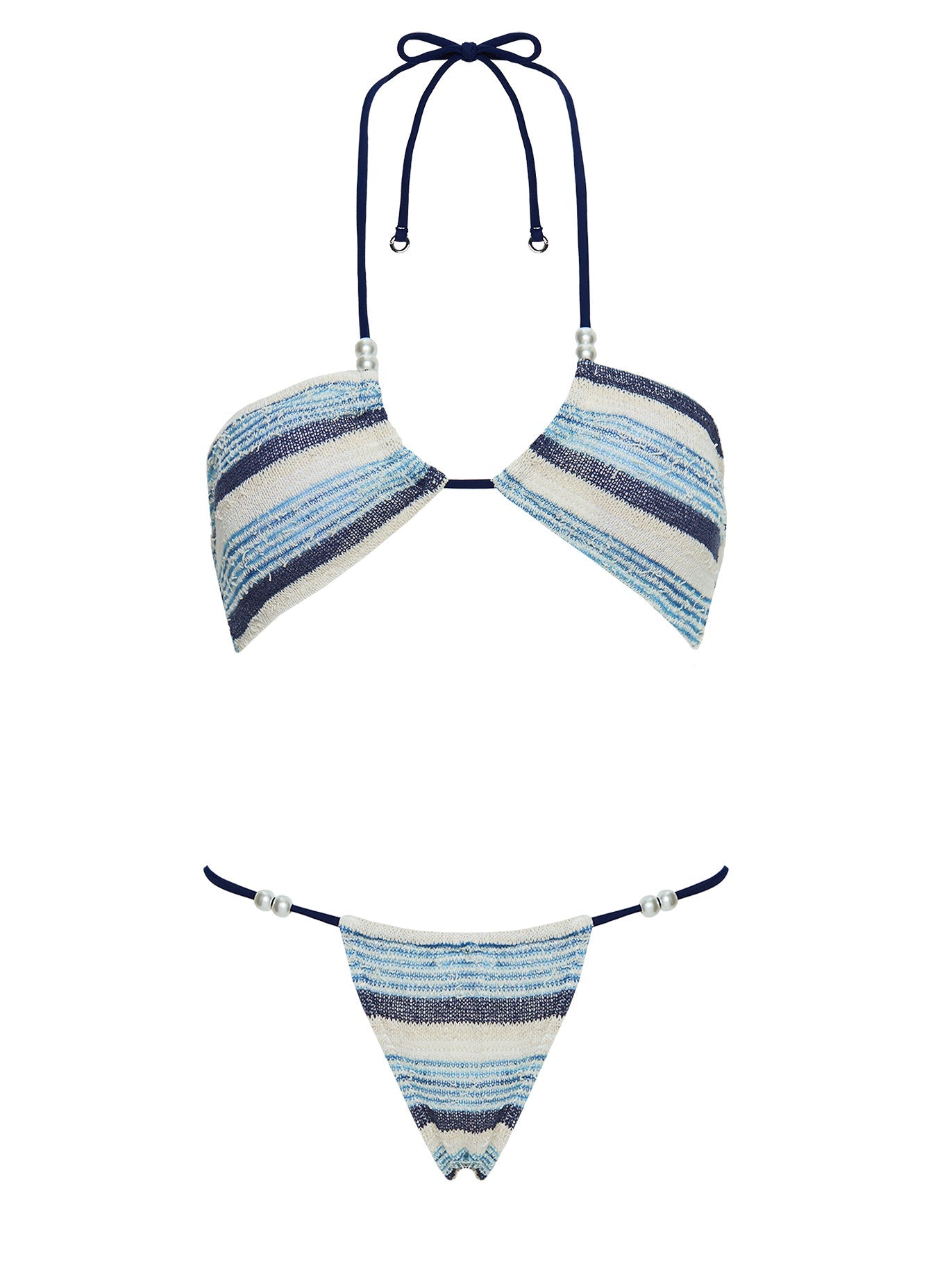 Tropical Vibes Bandeau Bikini Top Blue Stripe