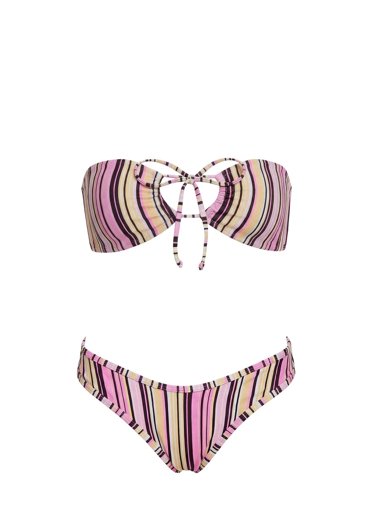 Amiri Contrast High Side Bikini Bottoms Pink / Yellow Stripe