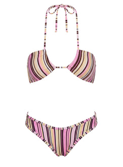 Amiri Contrast High Side Bikini Bottoms Pink / Yellow Stripe