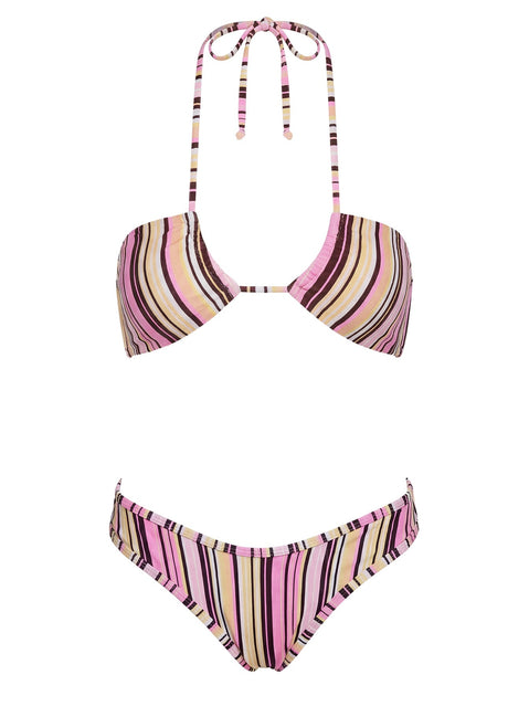 Amiri Contrast High Side Bikini Bottoms Pink / Yellow Stripe