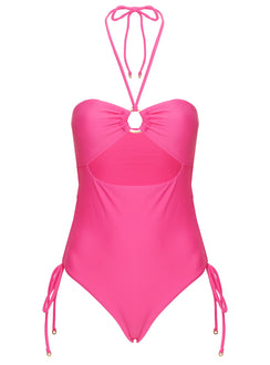Ubelia Halter Cut Out One Piece Pink