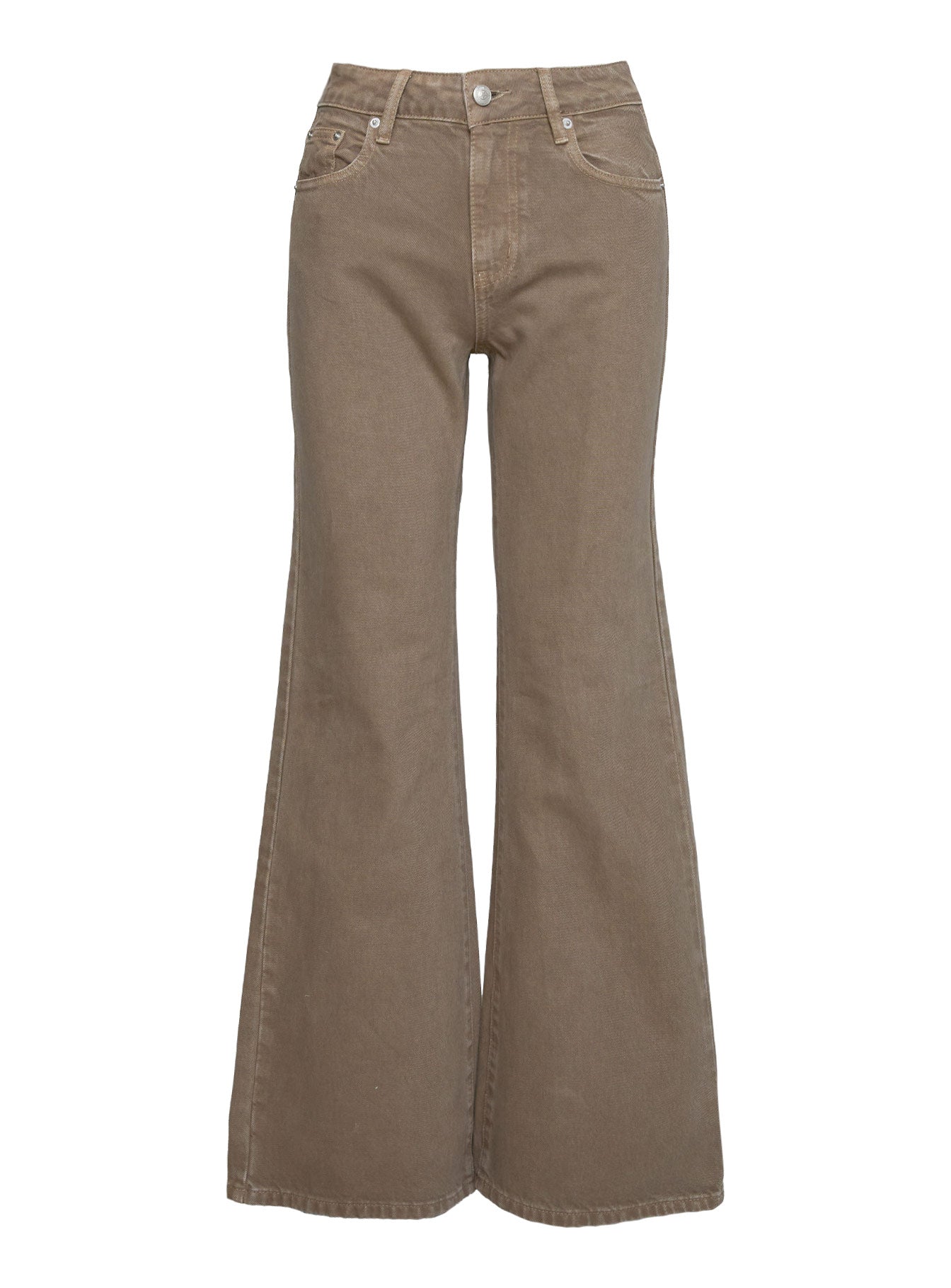 Under Control Mid Rise Wide Leg Jeans Washed Brown