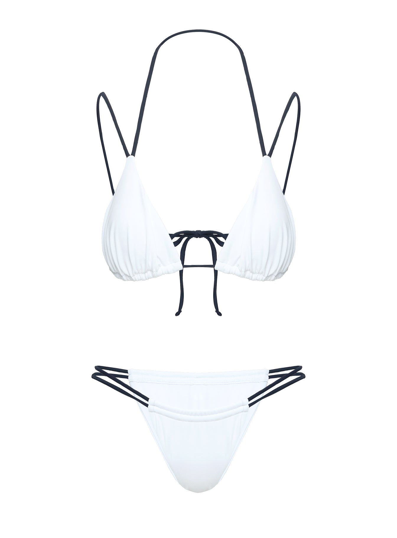 Vaylor High Cut Ruched Bikini Bottoms White