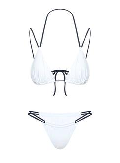 Vaylor High Cut Ruched Bikini Bottoms White