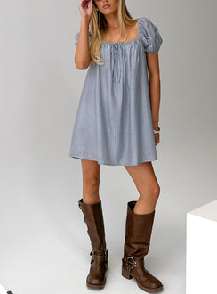 Wayfaire Smock Mini Dress Blue Stripe
