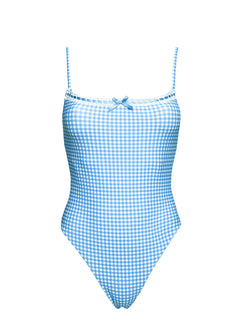 Winsie High Side One Piece Blue Gingham