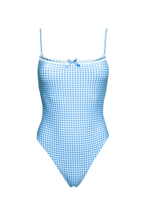 Winsie High Side One Piece Blue Gingham