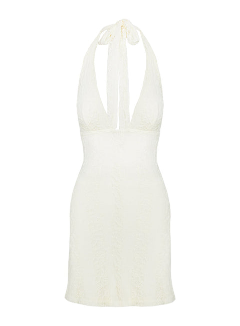 product Princess Polly Youthful Spirit Halter Mini Dress Cream Plunger 