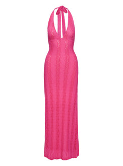 product Princess Polly Zoi Lace Halter Maxi Dress Hot Pink Plunger 