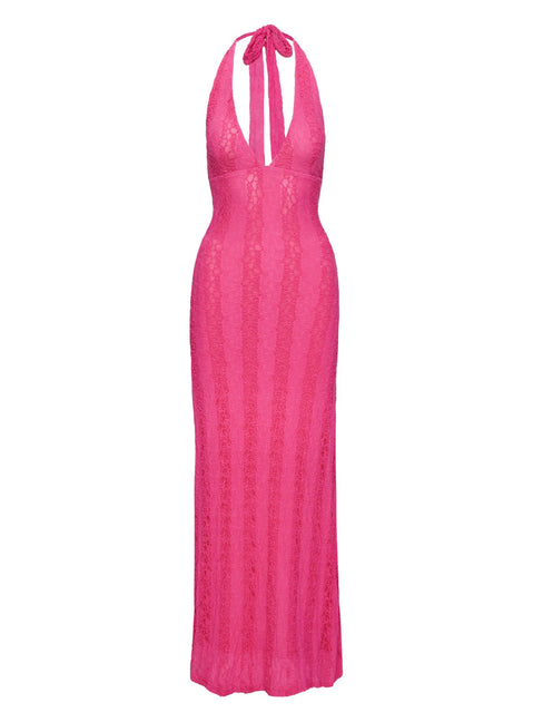 product Princess Polly Zoi Lace Halter Maxi Dress Hot Pink Plunger 