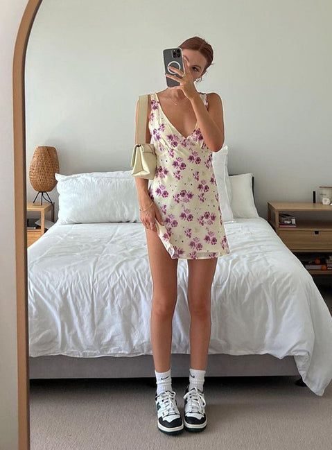 product Princess Polly Square Neck  Nellie Mini Dress Yellow Floral