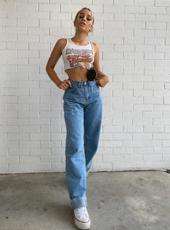product Princess Polly High Waisted  Ollie Straight Leg Jean Mid Wash Denim