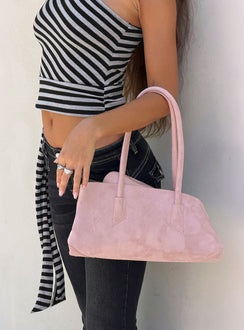 Hotshot Faux Suede Shoulder Bag Dusty Pink