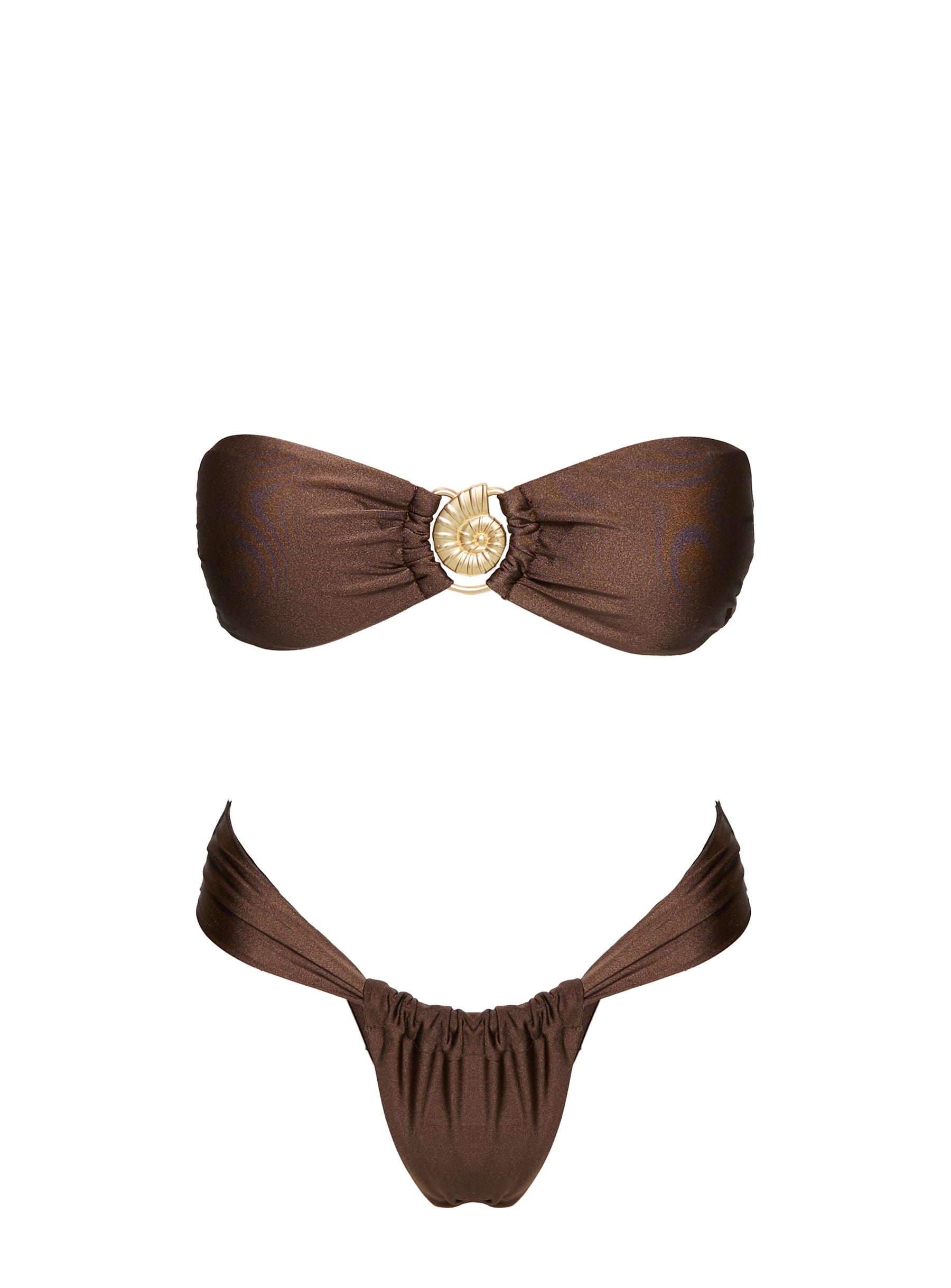 Elaila Bandeau Bikini Top Brown