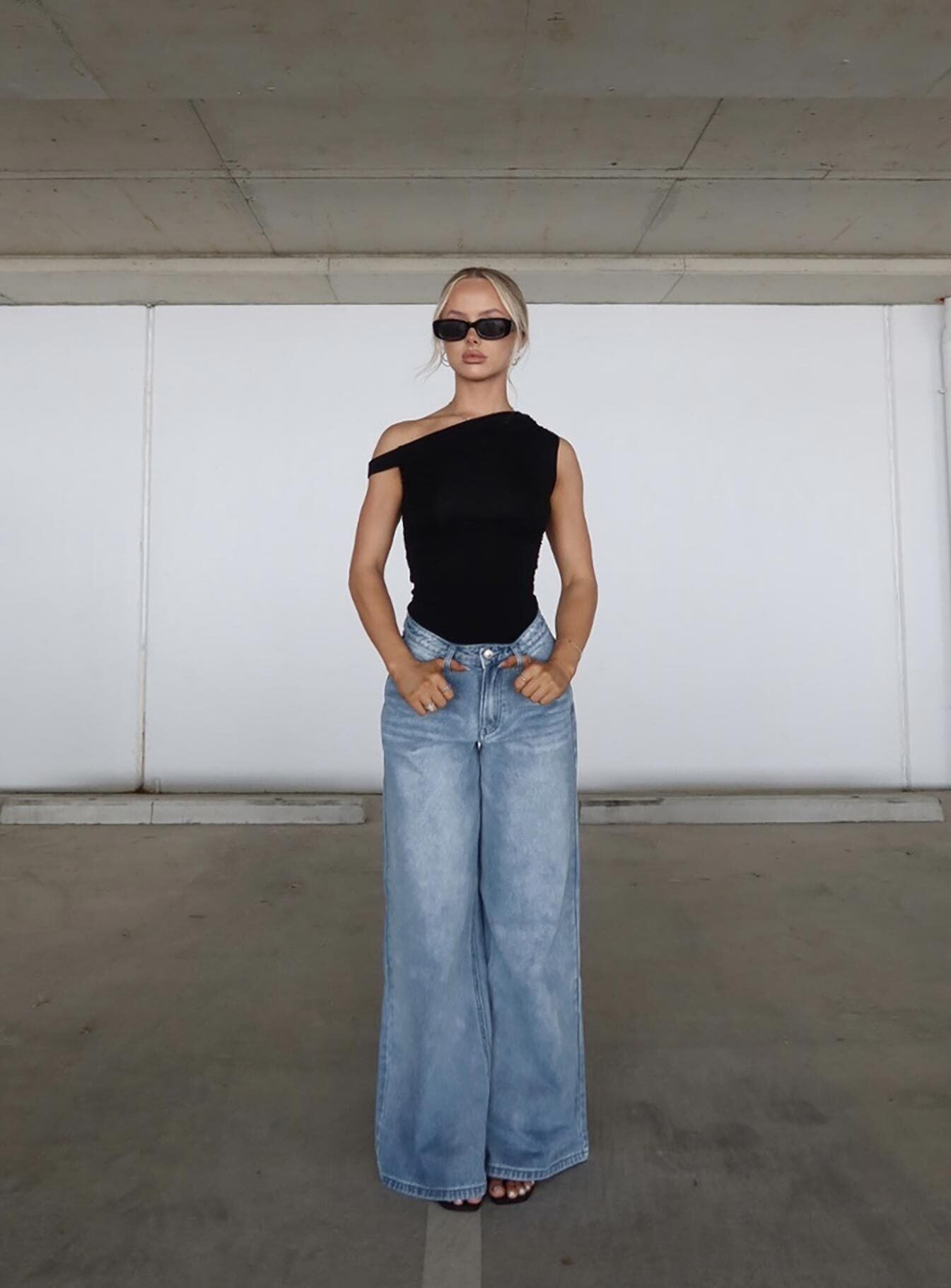 product Princess Polly High Waisted  Naylor Wide Leg Jeans Light Wash Denim