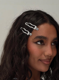 So Divine Hair Clip 2 Pack Silver