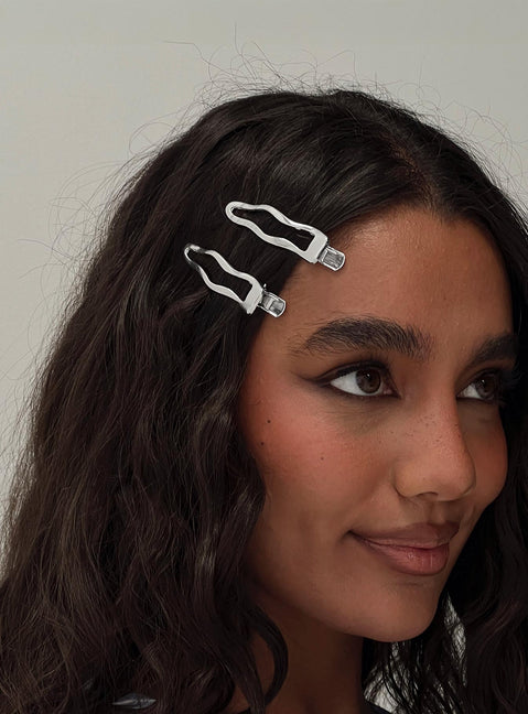 So Divine Hair Clip 2 Pack Silver