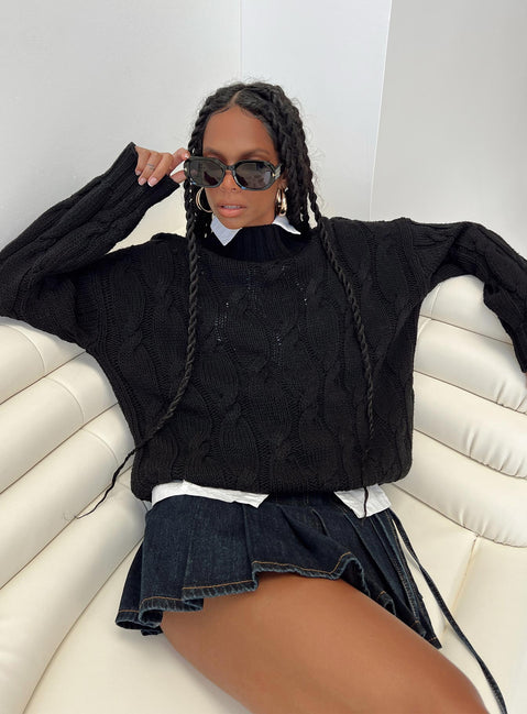 Jendi Sweater Black Princess Polly  long 