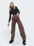 Cargo pants Zip & button fastening  Belt looped waist  Classic hip pockets  Velcro leg & back pockets Wide leg 