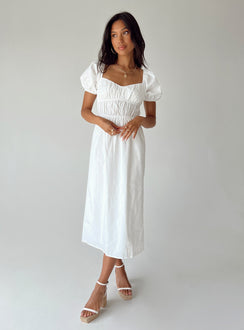 Maxi dress Puff sleeves Elasticated design  Partially lined 