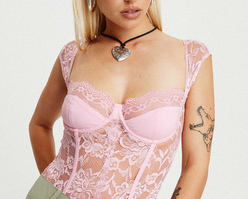 Cadrot Lace Bodysuit Pink Princess Polly Lower Impact