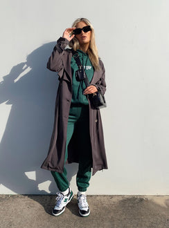 Trench coat Relaxed fit 100% polyester Wide lapel collar  Double-breasted front Tie fastening at cuffs  Belt loops with detachable belt Twin hip pockets