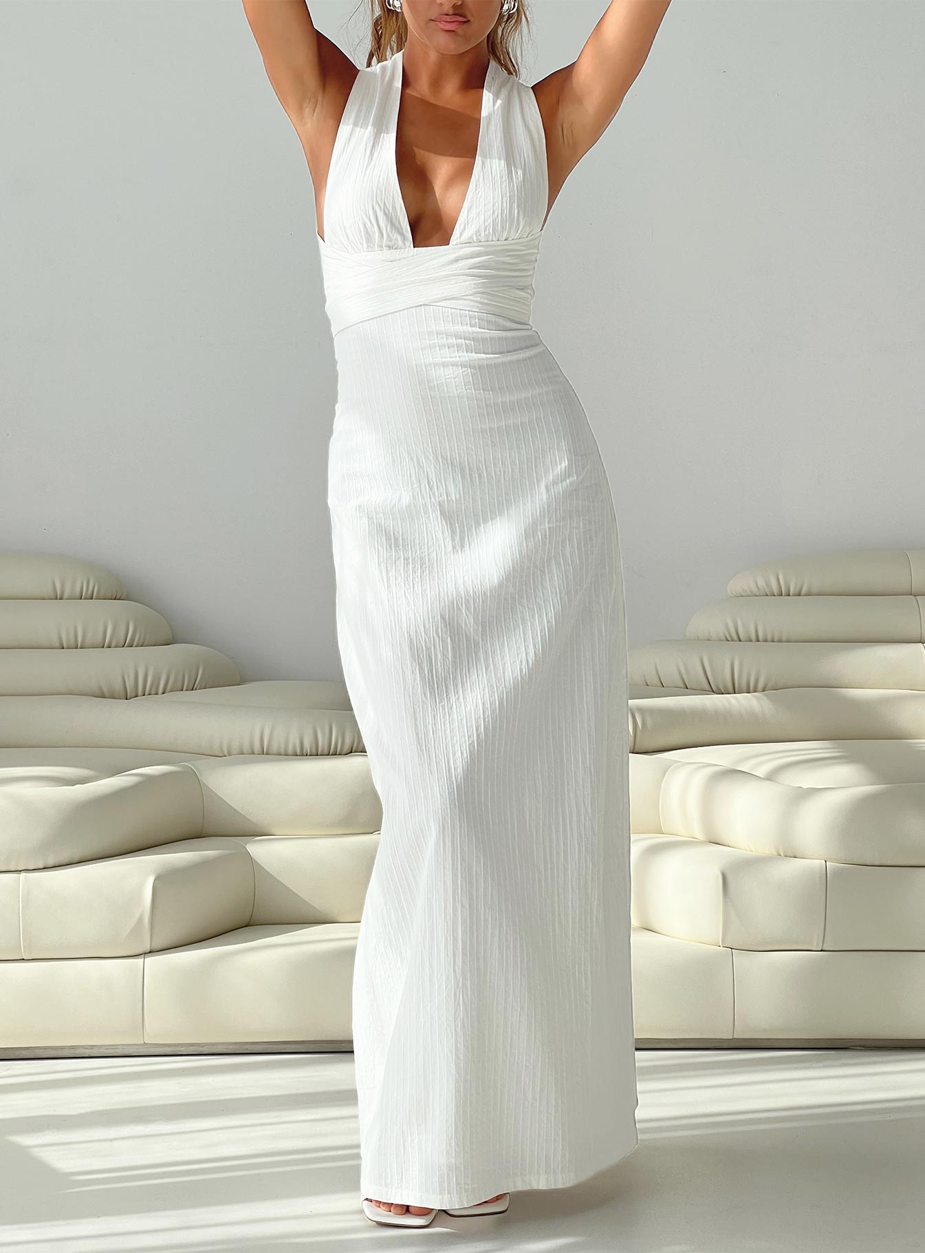 Shop Formal Dress - Alsace Maxi Dress White fourth image