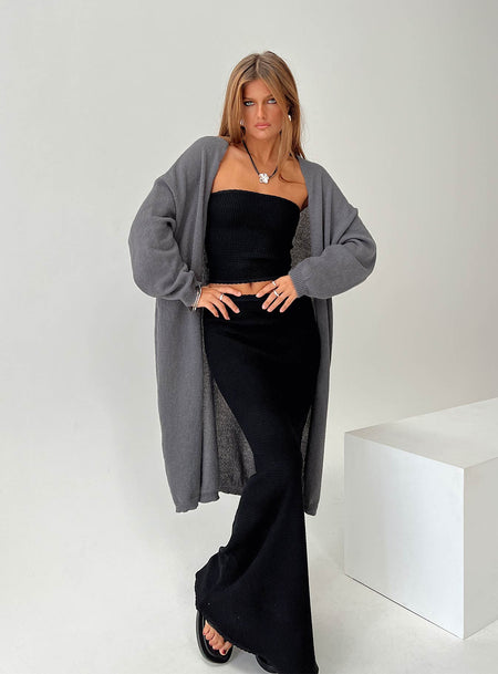Charcoal cardigan Knit material, oversized fit, drop shoulder