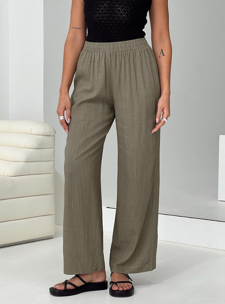 Linen pants Elasticated waistband, twin back pockets, wide leg
