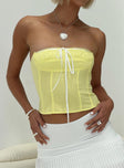 Strapless top Lace trim, ribbon detail at bust, invisible zip fastening at side Non-stretch, lined bust