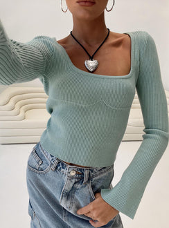 Blue top Ribbed knit material Scoop neck Stitching detail under bust Good Stretch Unlined 