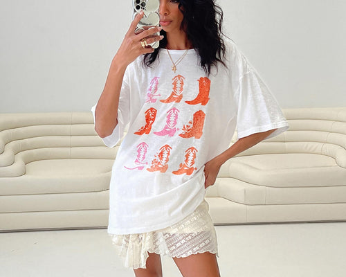 Chambre Oversized Graphic Tee White Princess Polly Lower Impact