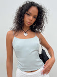 Cami top Adjustable shoulder straps Tie fastening at back Low square back Invisible zip fastening at side